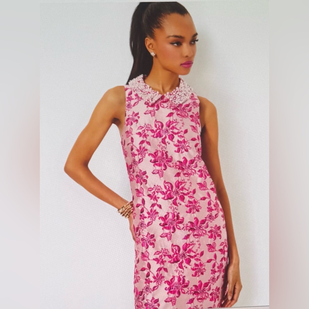Lilly Pulitzer Killiana shift brocade Dress with Embellished Collar,NWT size 6/8